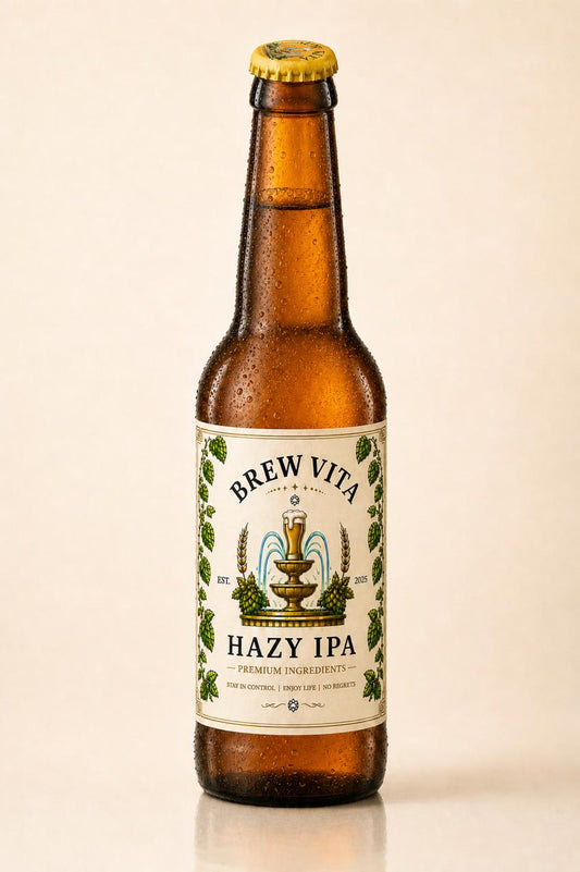 Doos met twaalf flessen Brew Vita 6.4% Hazy IPA van 330 ml